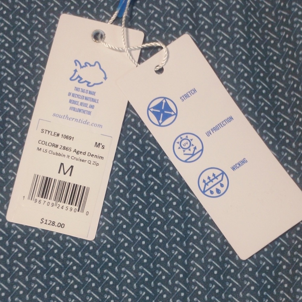 NWT Southern Tide Clubbin It Cruiser Q Zip Pullover Aged Denim 10691 Mens M - Picture 10 of 14